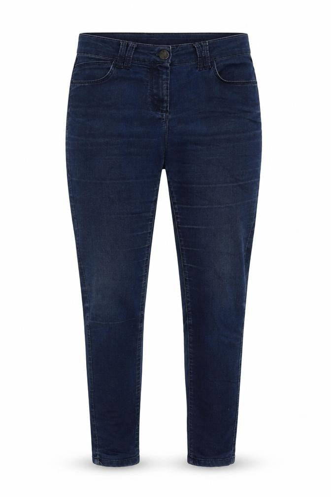 Marks & Spencer Womens Blue Cotton Blend Tapered Jeans Size 10 L28 in Regular Zip