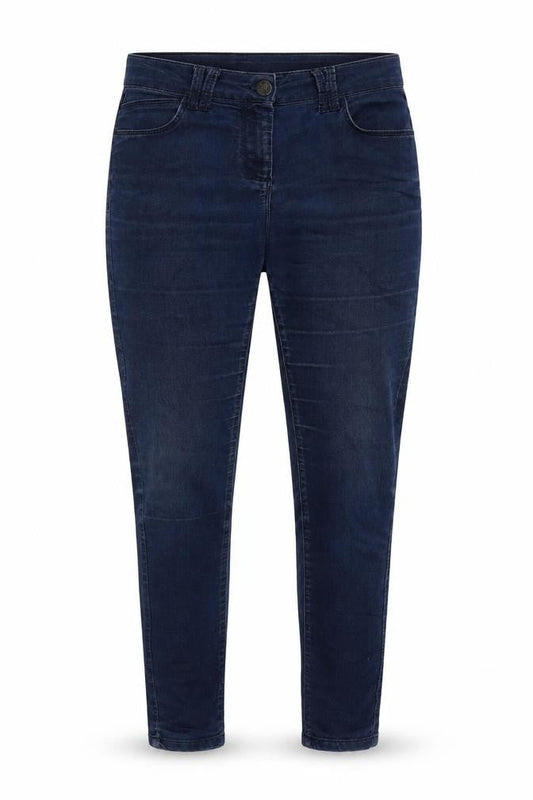 Marks & Spencer Womens Blue Cotton Blend Tapered Jeans Size 10 L28 in Regular Zip