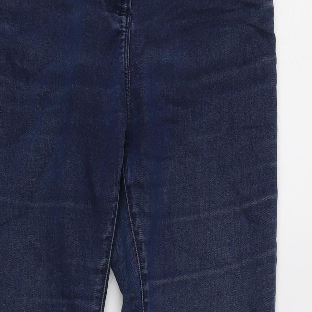 Marks and Spencer Womens Blue Cotton Blend Tapered Jeans Size 10 L28 in Regular Zip