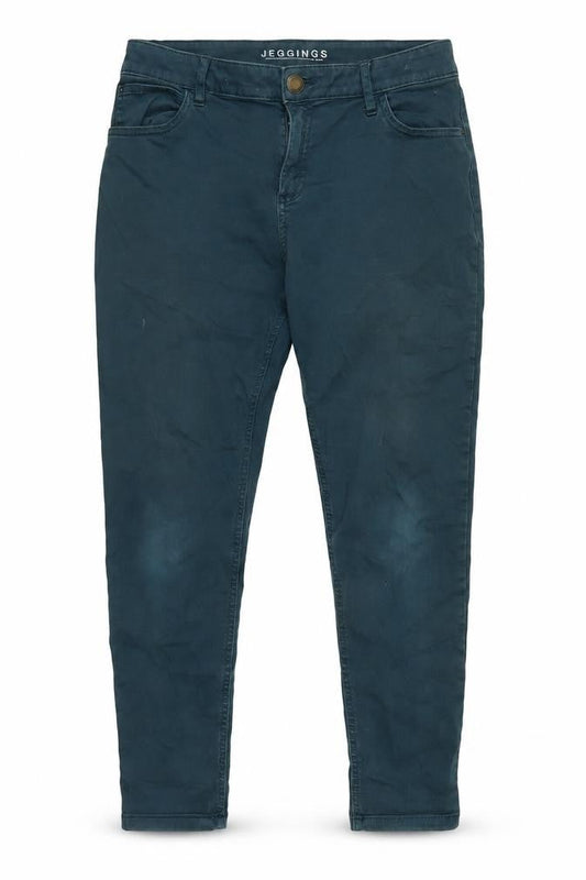 Marks & Spencer Womens Blue Cotton Blend Tapered Jeans Size 14 L26 in Regular Zip