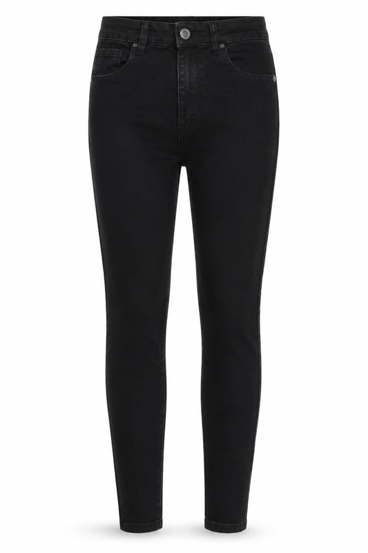 PRETTY LITTLE THING Womens Black Cotton Blend Tapered Jeans Size 8 L28 in Regular Zip