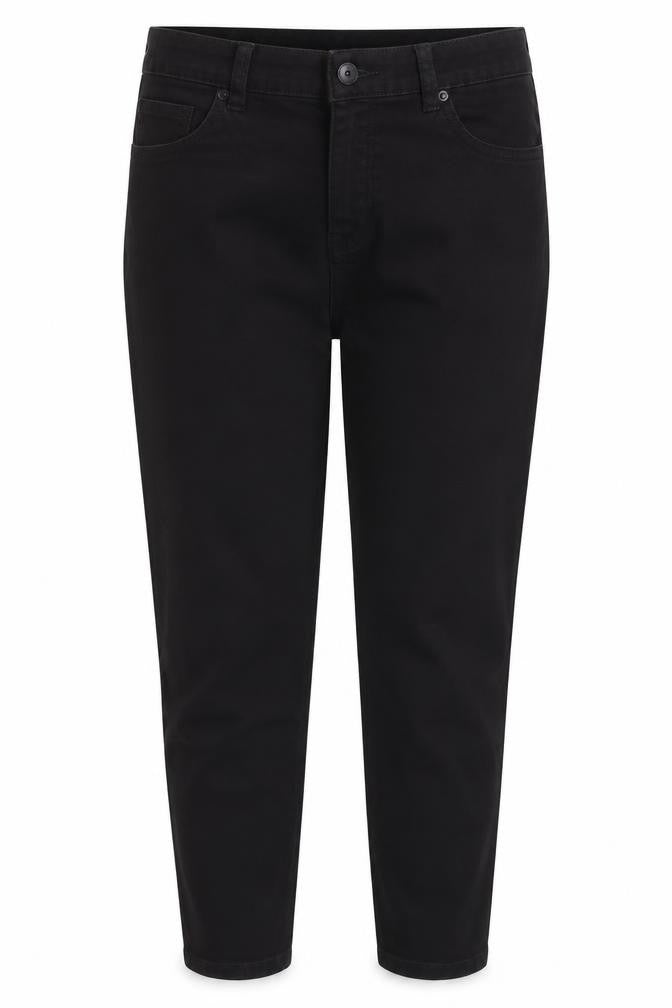 Denim & Co. Womens Black Cotton Blend Tapered Jeans Size 12 L26 in Regular Zip - Raw Hem