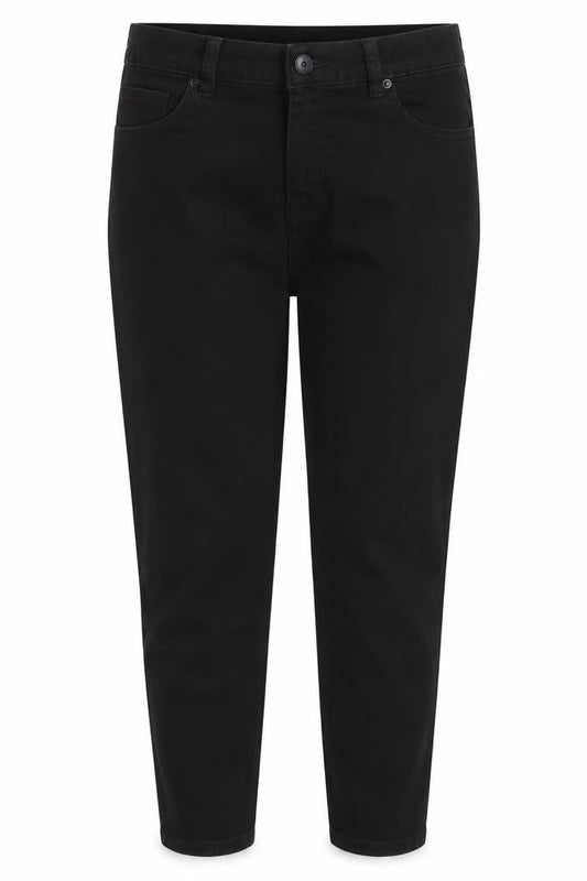 Denim & Co. Womens Black Cotton Blend Tapered Jeans Size 12 L26 in Regular Zip - Raw Hem