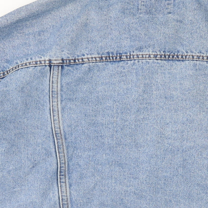 Bershaka Mens Blue Biker Jacket Size S Button - Distressed.