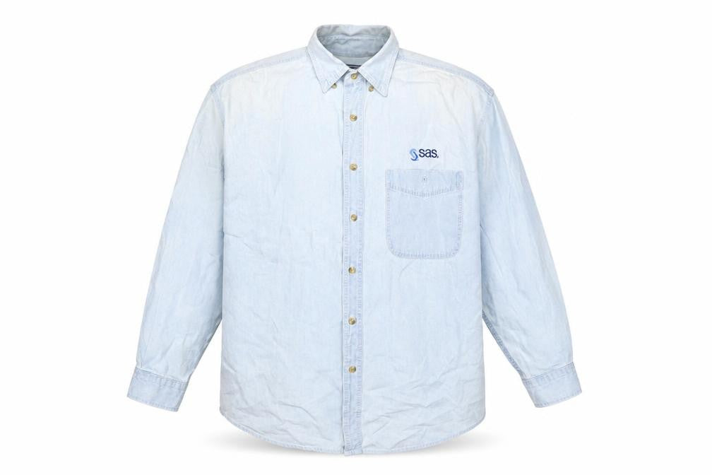 Lee Mens Blue Cotton Button-Up Size XL Collared Button - SAS