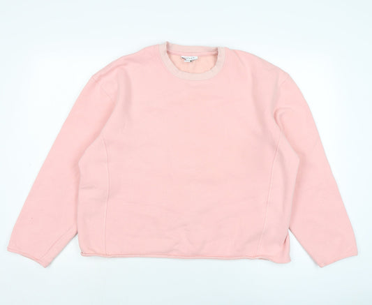 Topshop Womens Pink Cotton Pullover Sweatshirt Size M
