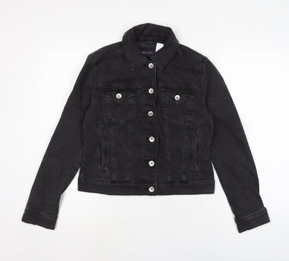 Marks & Spencer Womens Grey Biker Jacket Size 10 Button