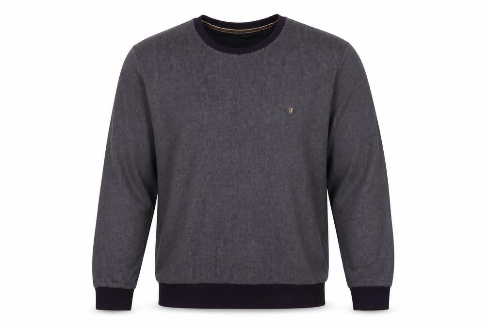 Trender Mens Blue Crew Neck Acrylic Henley Jumper Size XL Long Sleeve