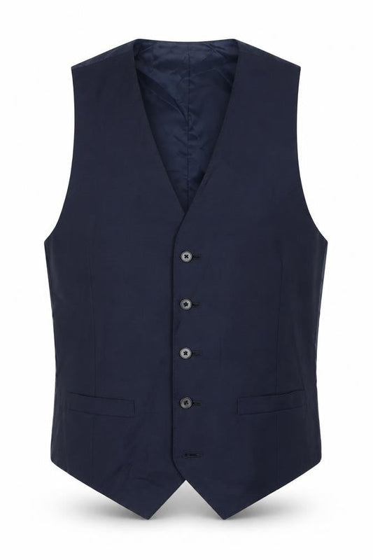 Marks & Spencer Mens Blue Polyester Jacket Suit Waistcoat Size 36 Regular
