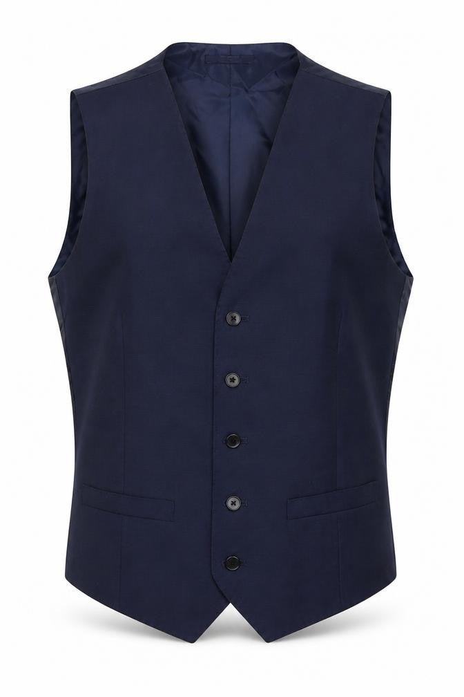 Marks & Spencer Mens Blue Polyester Jacket Suit Waistcoat Size 36 Regular