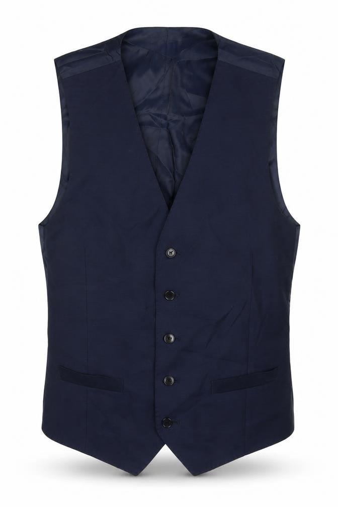 Marks & Spencer Mens Blue Wool Jacket Suit Waistcoat Size 38 Regular