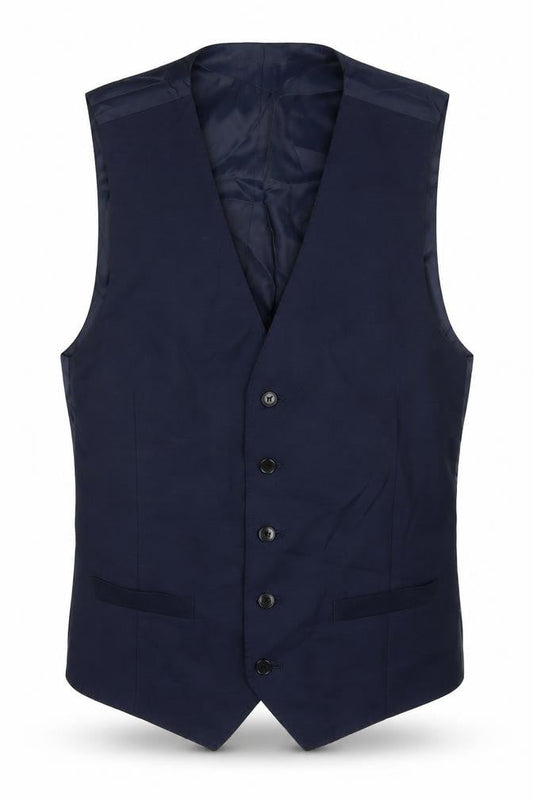 Marks & Spencer Mens Blue Wool Jacket Suit Waistcoat Size 38 Regular