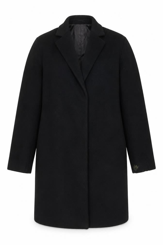 Zara Womens Black Overcoat Coat Size L Button