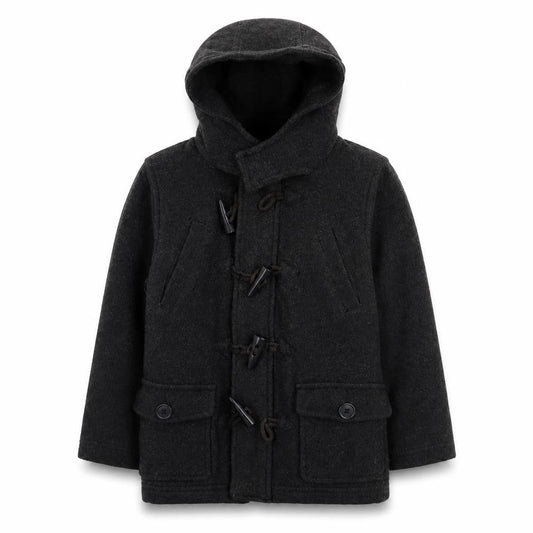 Front view of Duck and Cover boys’ grey pea coat coat, size 5, years zip