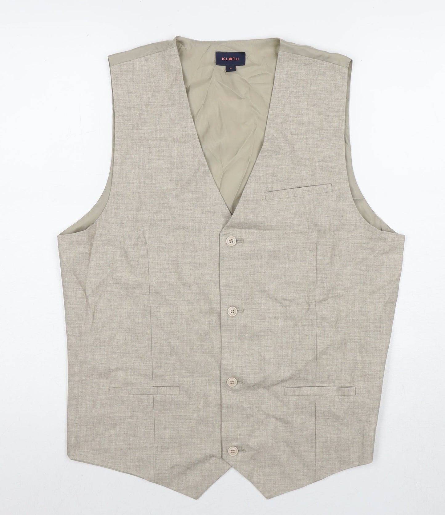 Kloth Mens Beige Polyester Jacket Suit Waistcoat Size M Regular