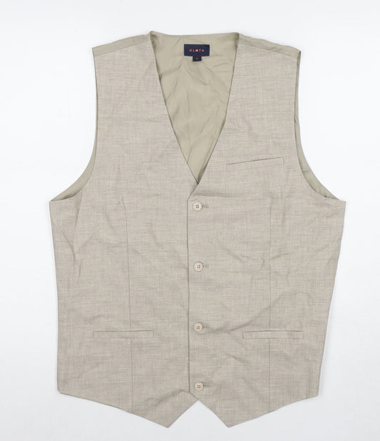 Kloth Mens Beige Polyester Jacket Suit Waistcoat Size M Regular