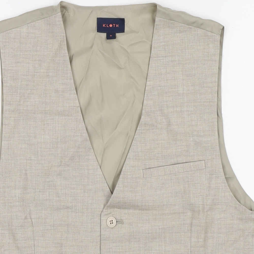 Kloth Mens Beige Polyester Jacket Suit Waistcoat Size M Regular