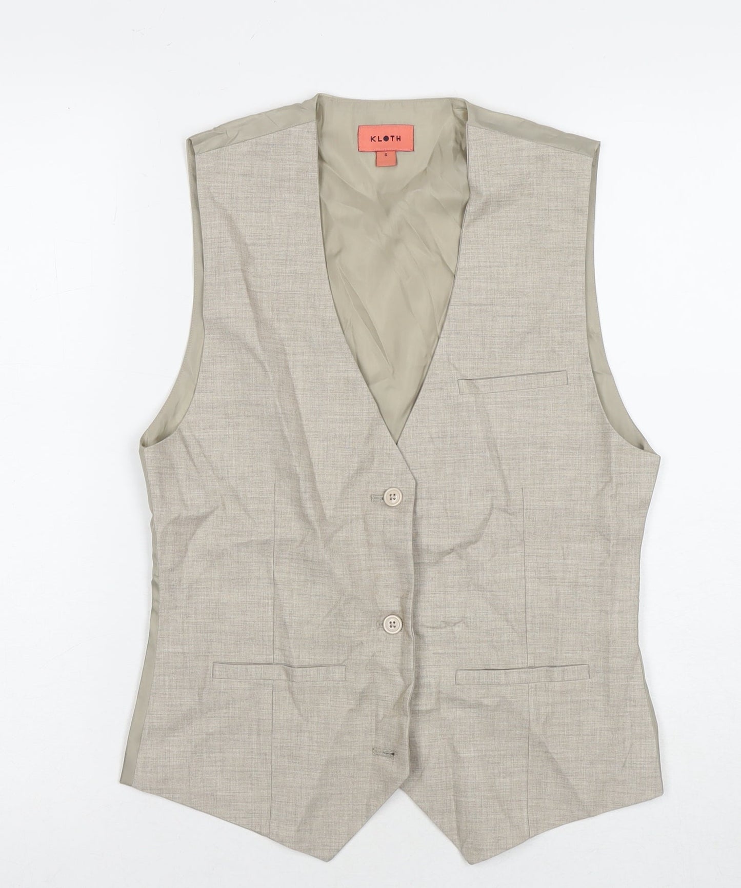 Kloth Mens Beige Polyester Jacket Suit Waistcoat Size S Regular