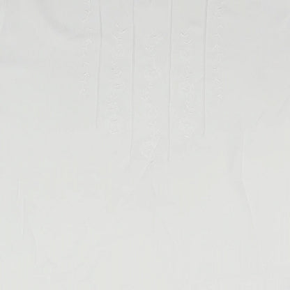 Marks & Spencer Womens White Polyester Basic T-Shirt Size 14 Round Neck