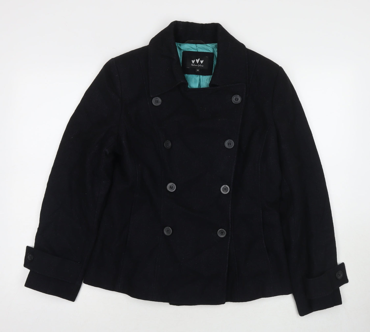 Marks and Spencer Womens Black Parka Coat Size 14 Button