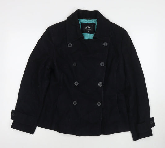 Marks and Spencer Womens Black Parka Coat Size 14 Button
