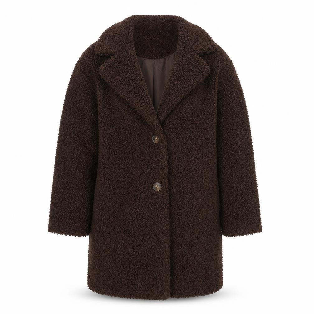 Marks & Spencer Womens Brown Overcoat Coat Size 14 Button
