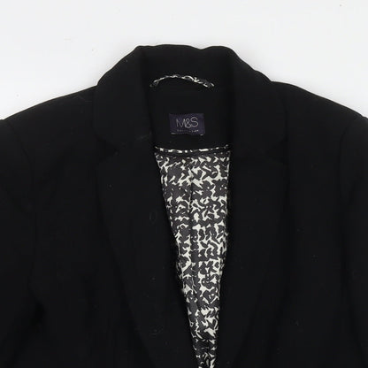 Marks & Spencer Womens Black Jacket Blazer Size 10 Button