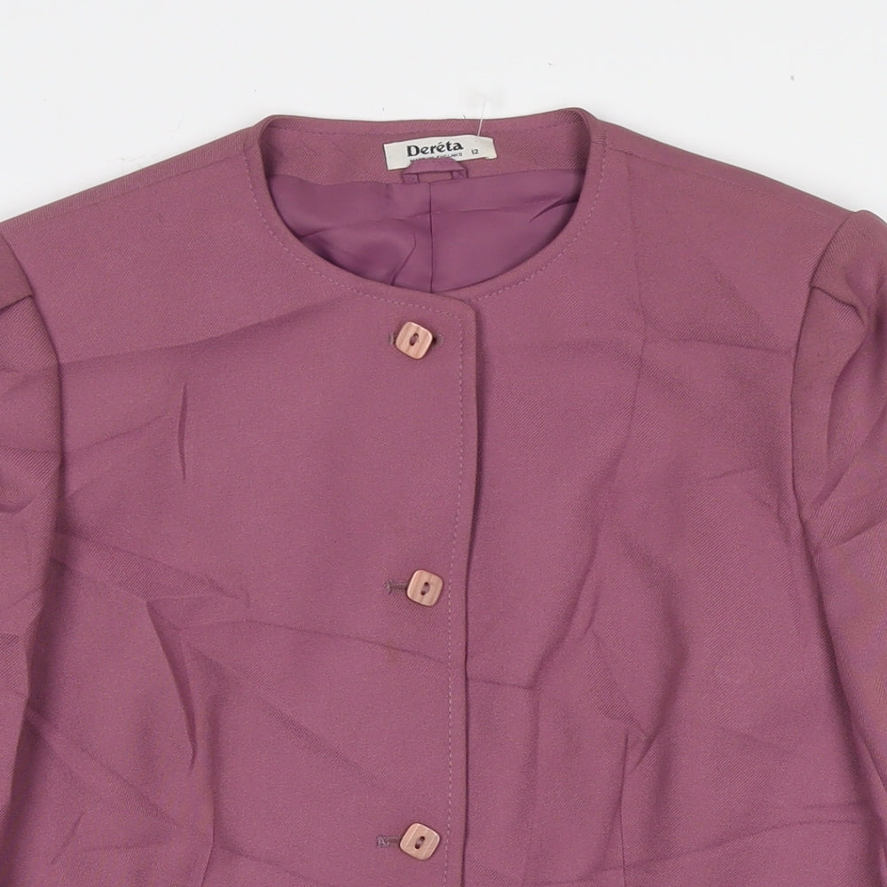 Dereta Womens Purple Jacket Blazer Size 12 Button