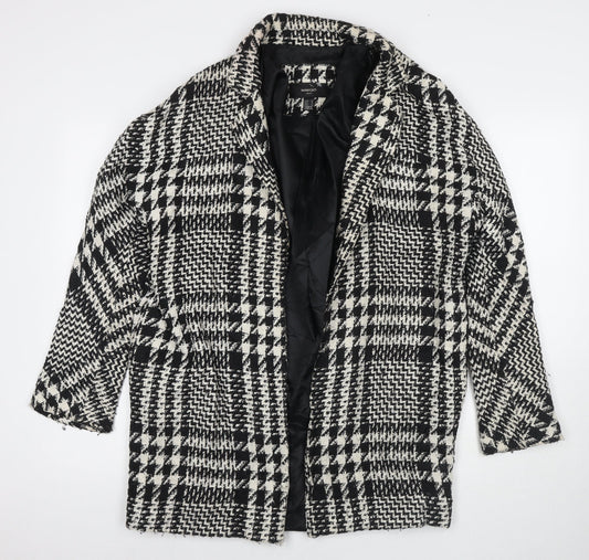 Mango Womens Black Herringbone Overcoat Coat Size M