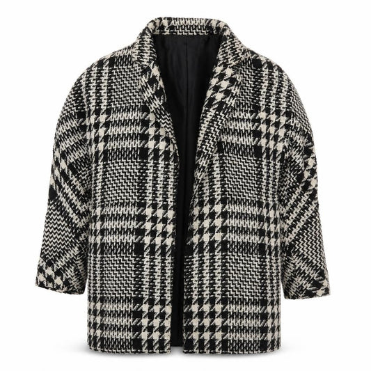 Mango Womens Black Herringbone Overcoat Coat Size M