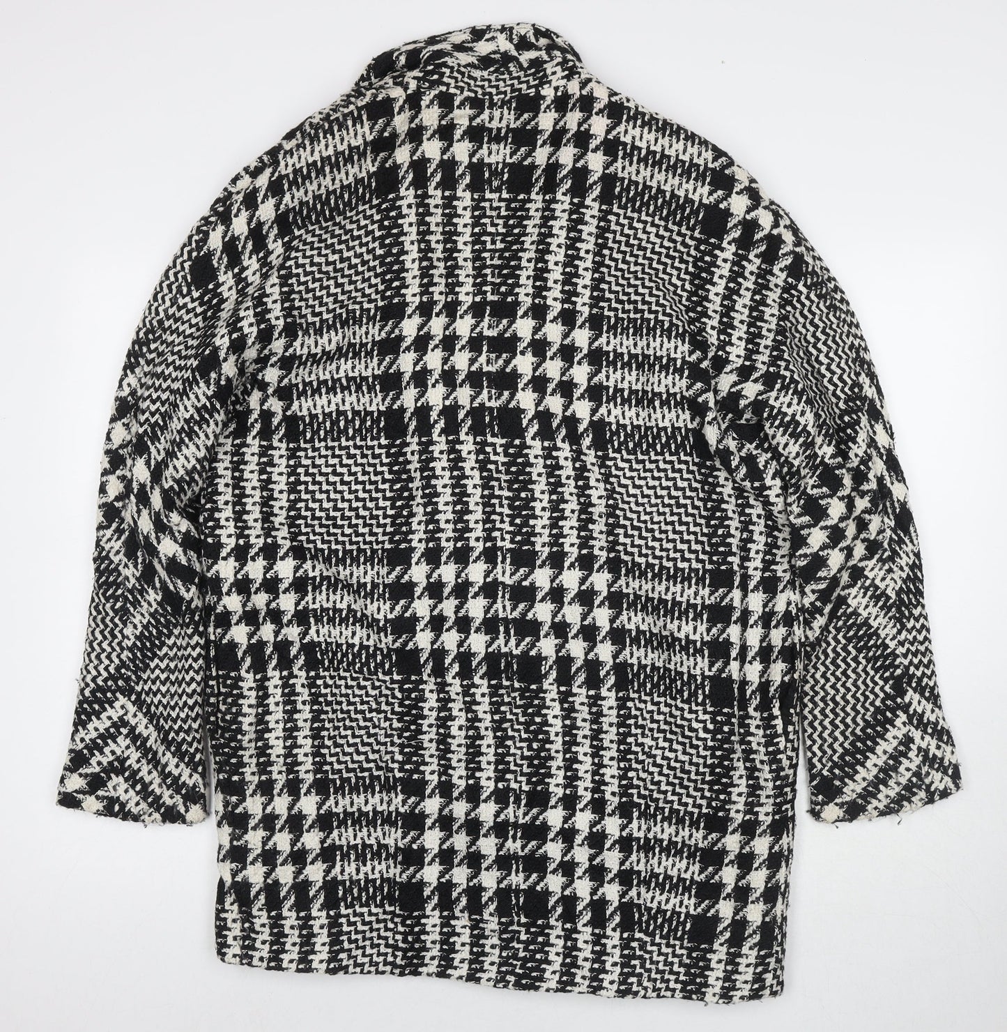 Mango Womens Black Herringbone Overcoat Coat Size M