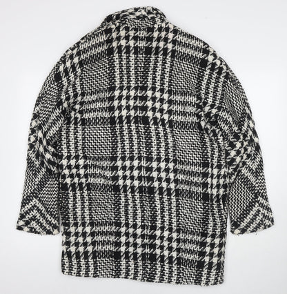 Mango Womens Black Herringbone Overcoat Coat Size M