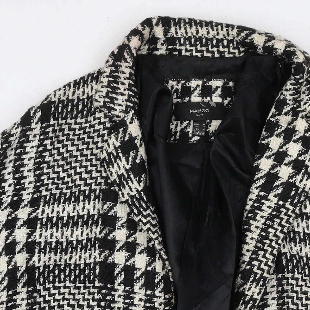 Mango Womens Black Herringbone Overcoat Coat Size M