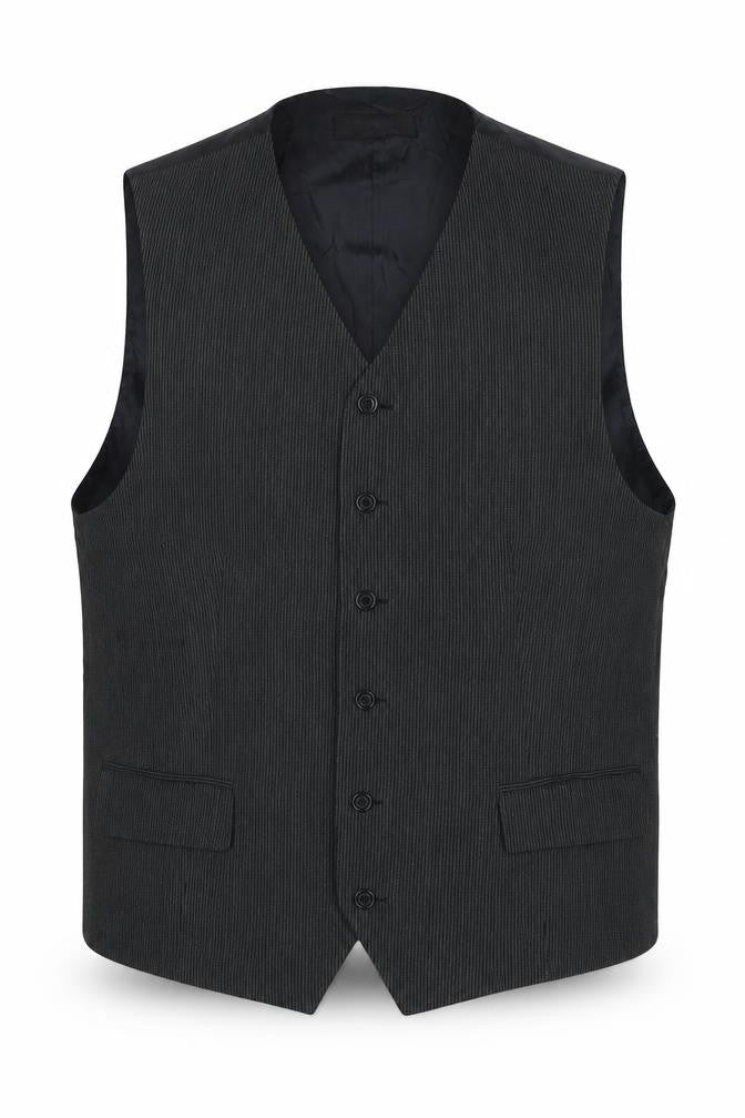 Gibson Mens Black Striped Wool Jacket Suit Waistcoat Size 40 Regular