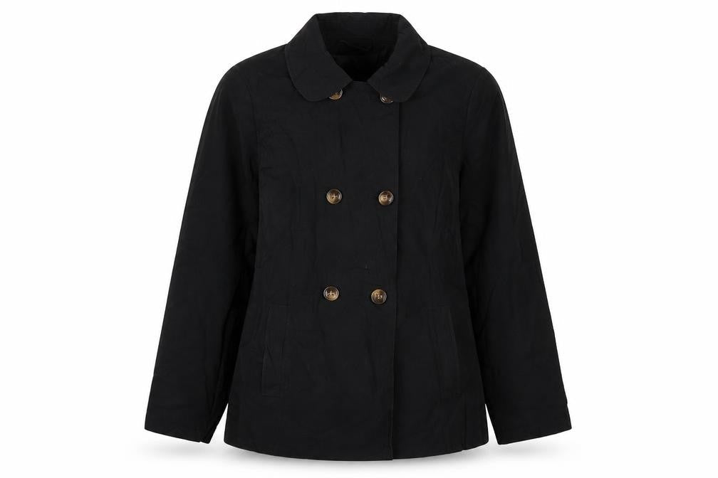 BHS Womens Black Trench Coat Jacket Size 12 Button