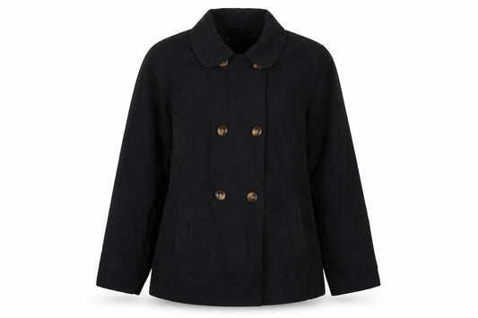BHS Womens Black Trench Coat Jacket Size 12 Button
