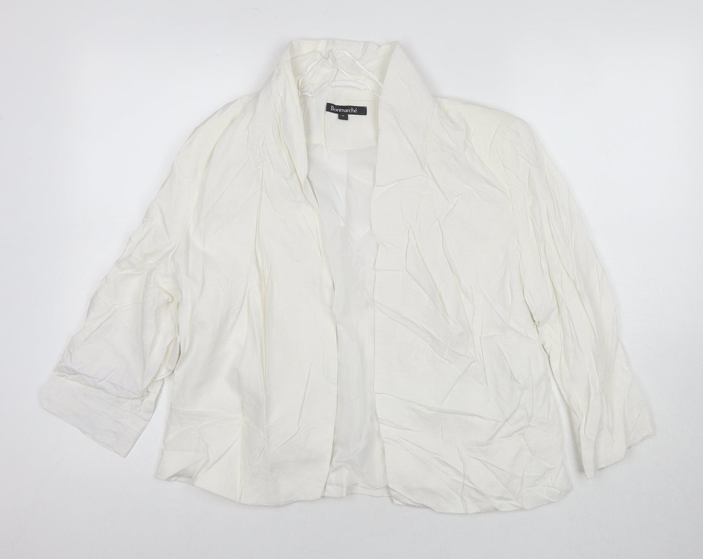 Bonmarché Womens White Kimono Blazer Size 14