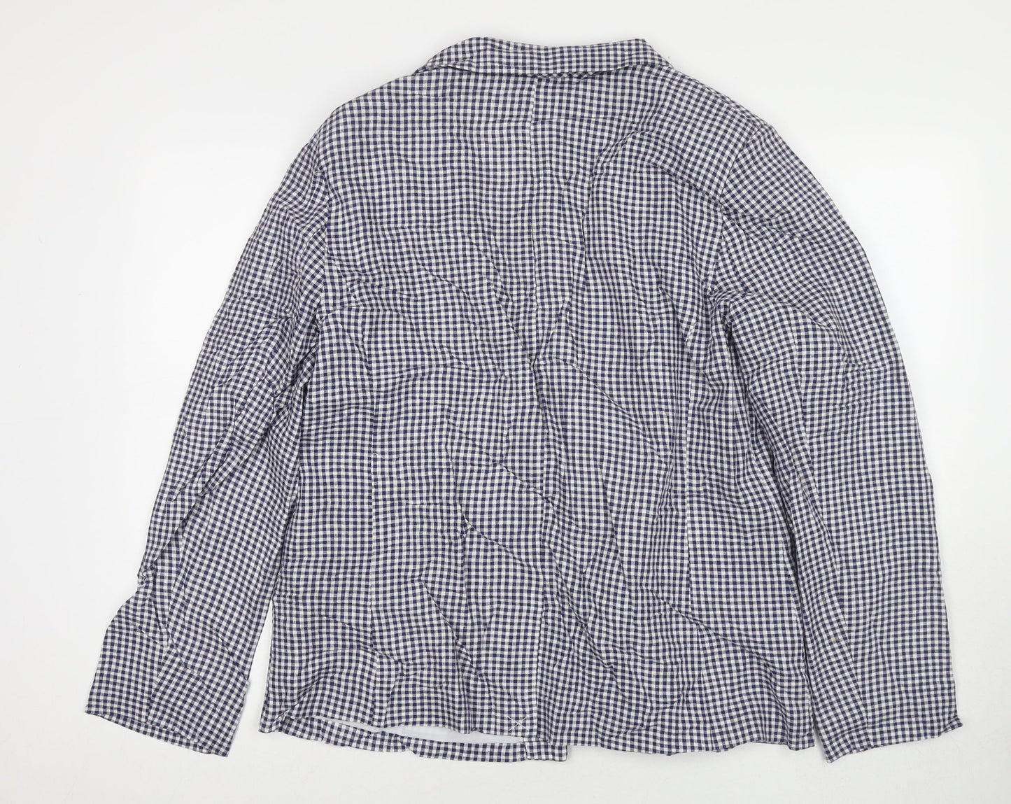 Rockmans Womens Blue Check Jacket Blazer Size 16 Hook & Eye