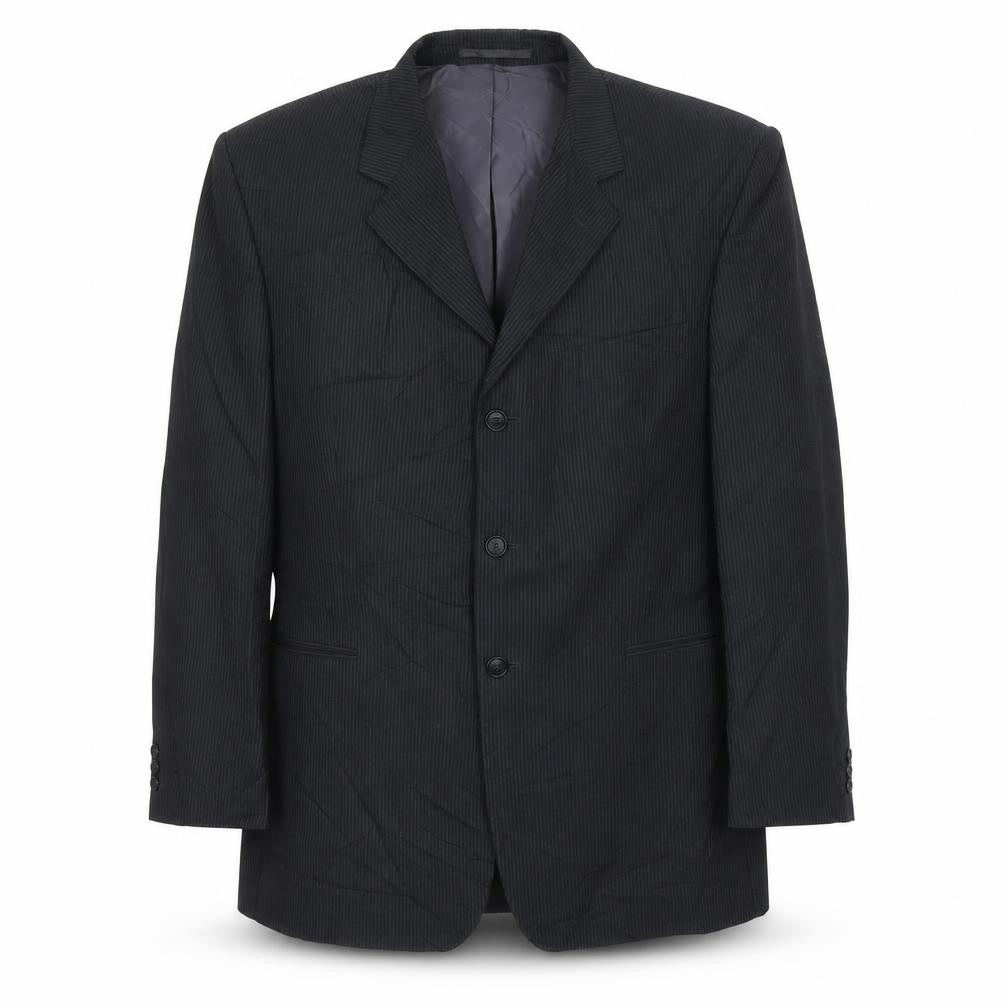 Genesis Mens Grey Striped Polyester Jacket Suit Jacket Size 46 Regular