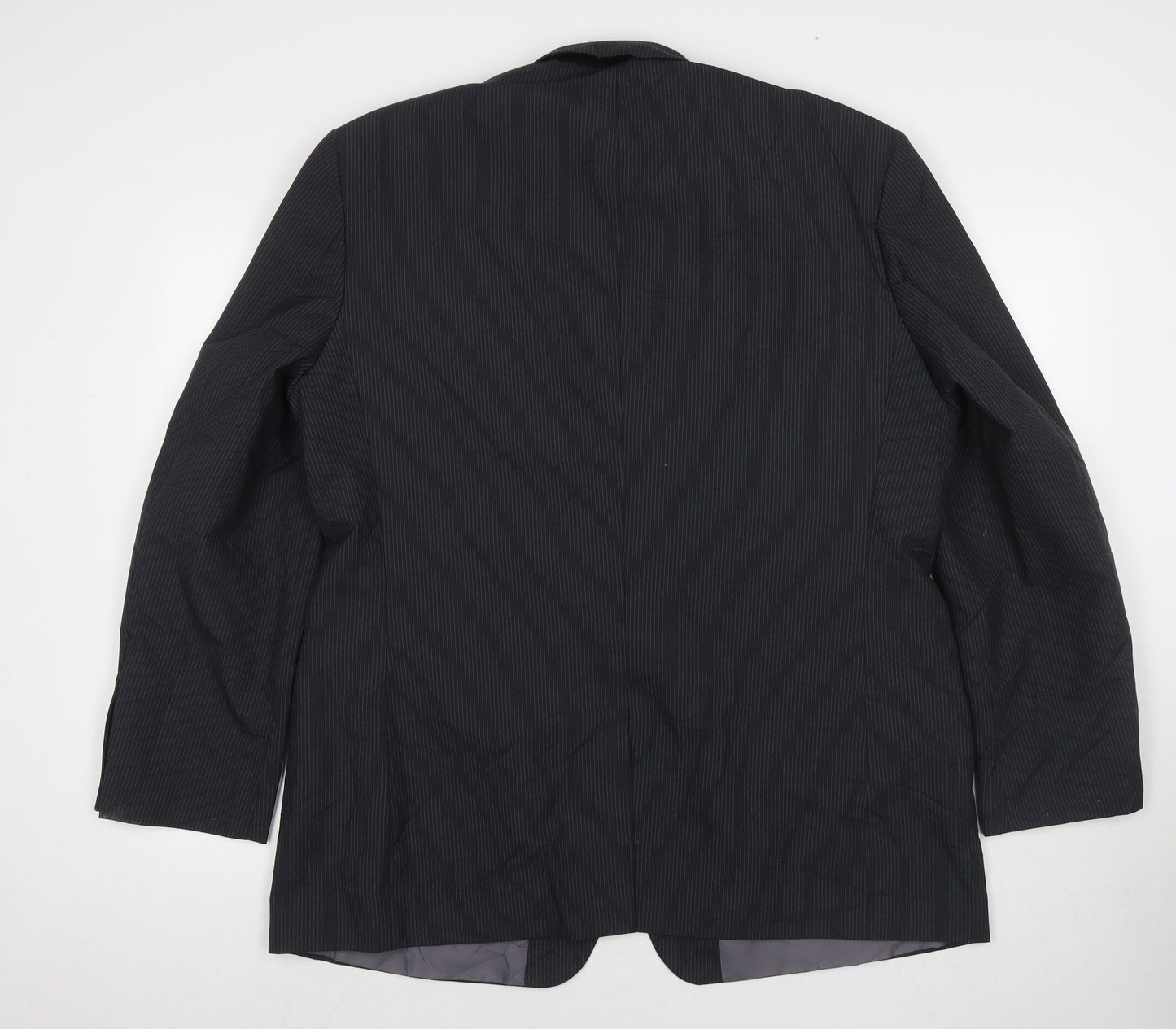 Genesis Mens Grey Striped Polyester Jacket Suit Jacket Size 46 Regular