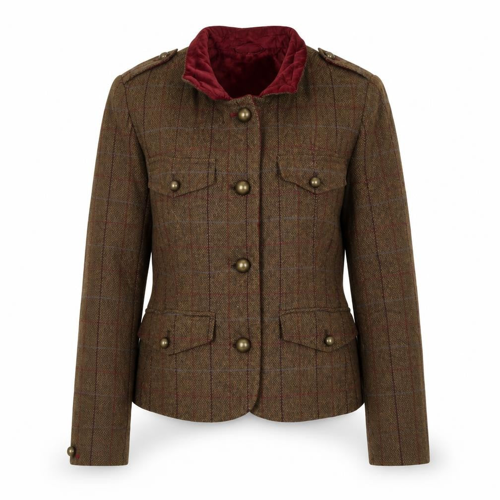 Tottle Womens Brown Check Jacket Coat Size 10 Button