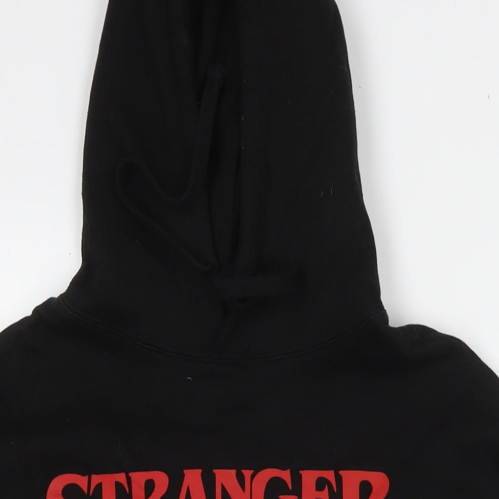 Stranger Things Womens Black Cotton Pullover Hoodie Size M Pullover - Logo