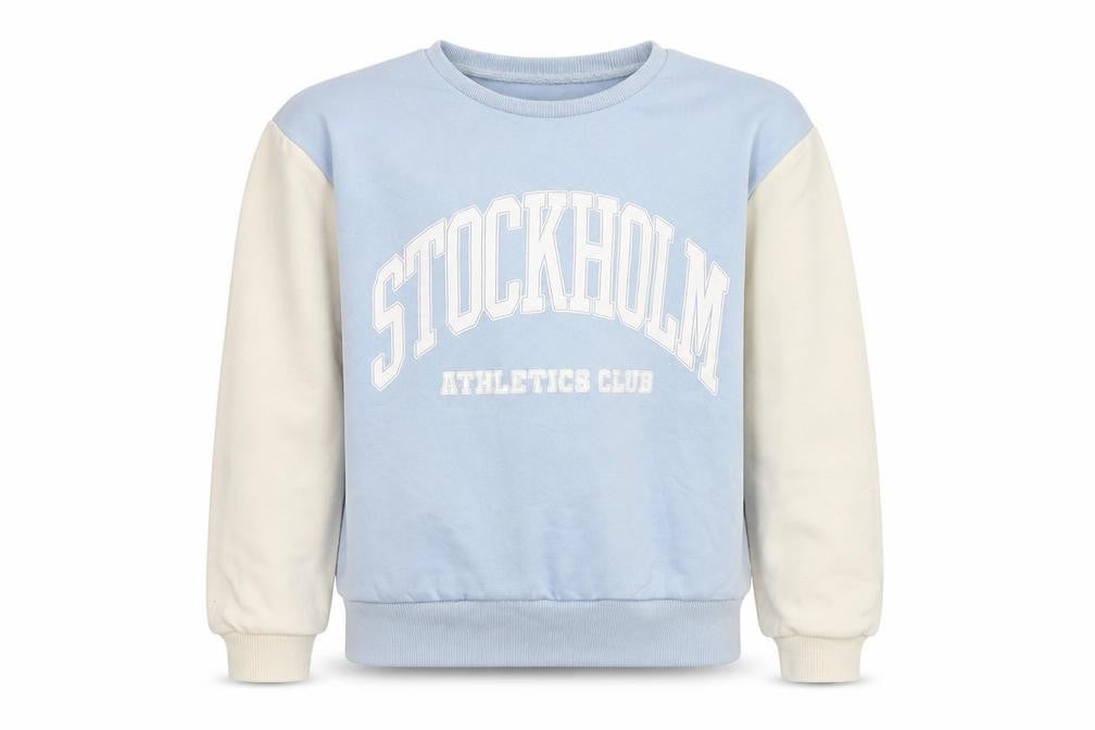 New Look Girls Blue Colourblock Cotton Pullover Sweatshirt Size 12-13 Years Pullover - Stockholm