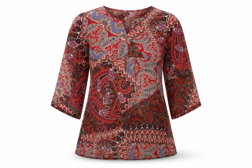 M&Co Womens Multicoloured Polyester Tunic Blouse Size 8 V-Neck - Sheer