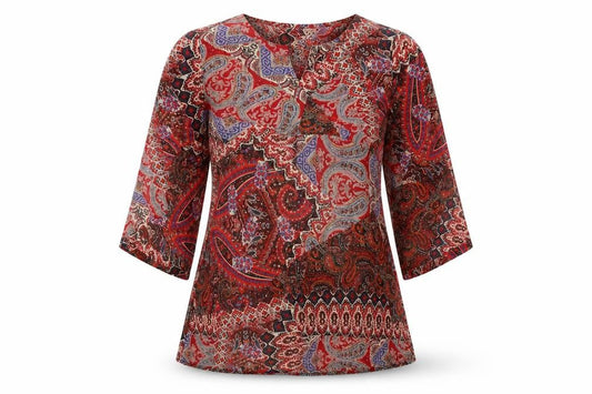 M&Co Womens Multicoloured Polyester Tunic Blouse Size 8 V-Neck - Sheer