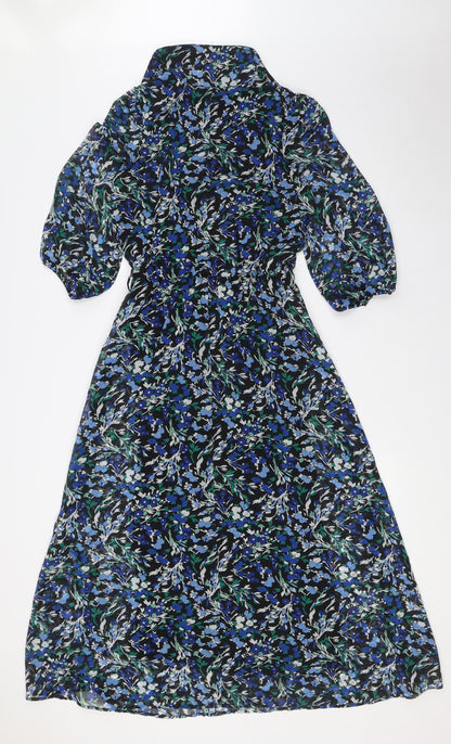 Next Womens Multicoloured Floral Polyester A-Line Size 6 V-Neck