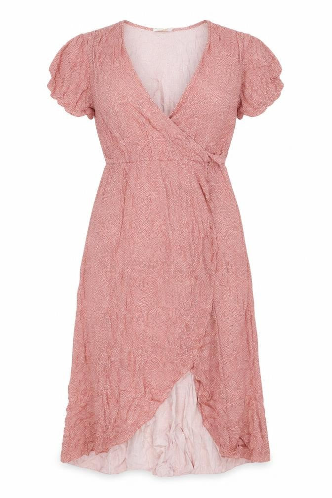 Sarta Womens Pink Viscose Wrap Dress Size M V-Neck Tie