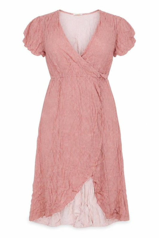 Sarta Womens Pink Viscose Wrap Dress Size M V-Neck Tie