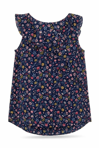 Encuentro Womens Multicoloured Floral Polyester Basic Blouse Size 10 V-Neck - Ruffled Collar