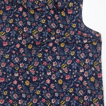 Encuentro Womens Multicoloured Floral Polyester Basic Blouse Size 10 V-Neck - Ruffled Collar